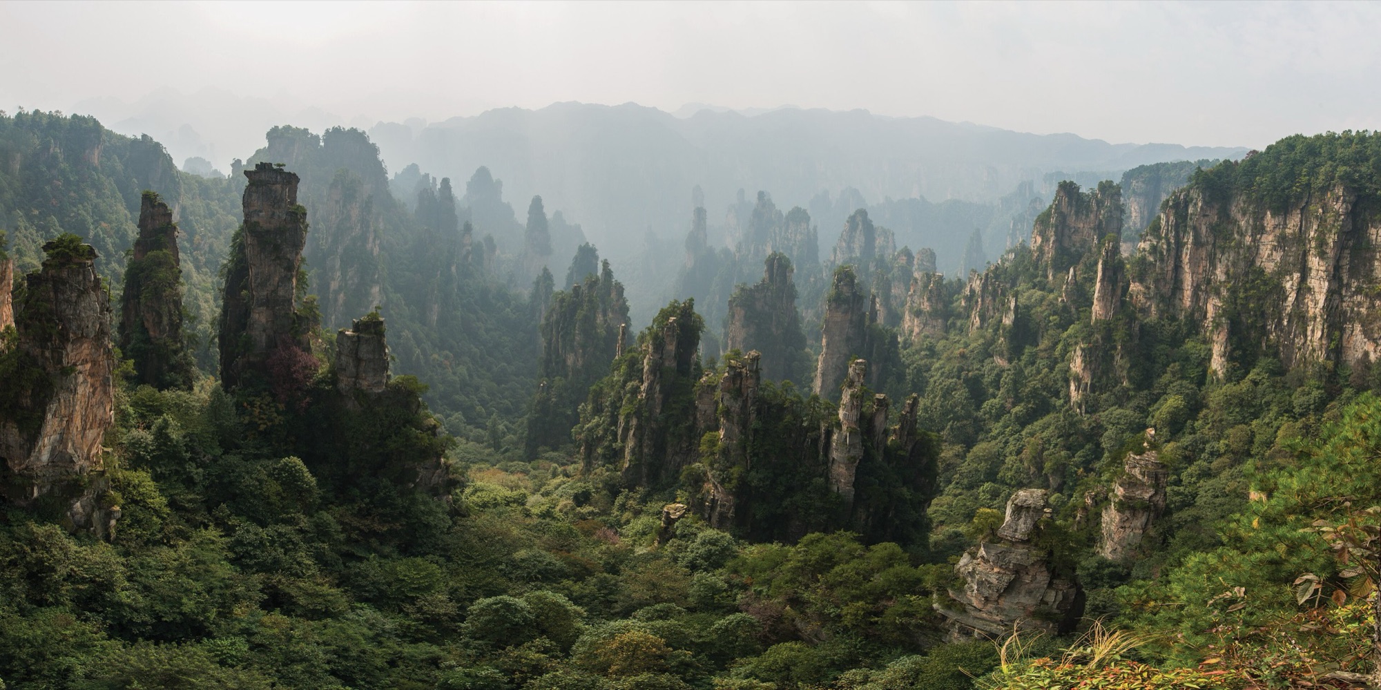 Mist among sandstone peaks in Zhangjiajie